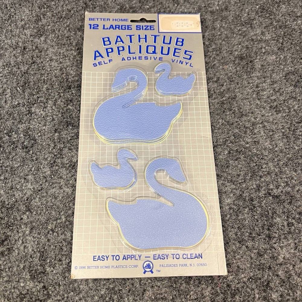 Vintage Bathtub Appliques Swan Baby Blue 12nPc Better Home 1996 NEW *Open Pkg